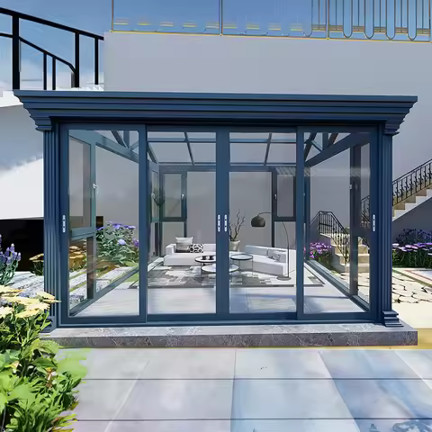 High Quality Tempered Glass Sun Room Aluminium Glass House for Garden Hurricane Impact sunroom