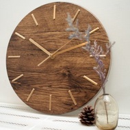 漂流木紋-時鐘/靜音-金色刻度-WE CAN HOUSE 禮物/居家/掛鐘