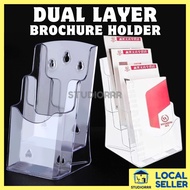 4PCS/set Dual Layer Transparent Brochure Holder Stand A6 Acrylics Ads Flyer Pamphlet Standee Rack Wa