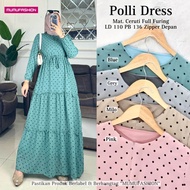 Baju Gamis Ceruti Polkadot Premium Full Furing Lufia Maxy / Polli Dress by Mumu Fashion Brand Solo