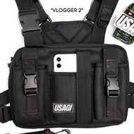 USAGI Vlogger 2 Chest Cam Motorcycle Bag w/ Smartphone Holder Pouch Body Camera
