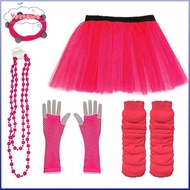 YVETTPH Neon 80s Prom party Tutu Skirt Leg Warmer Costumes Set