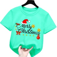 kaos anak perempuan/laki laki gambar merry christmas natal Tshirt kids rabbit love 1-12tahun lengan 