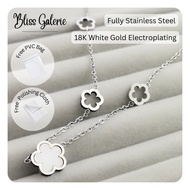 Bliss Galerie FLORA Flower Station Necklace 【Stainless Steel, 18K White Gold Plating, Acrylic Inlay】