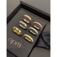 APM Monaco Pavé Ring Golden Yellow Hand Jewelry Classic Simple Ladies Light Luxury Jewelry Gift