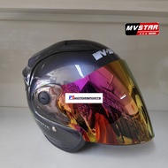Mv Star Monster ter Grey  kelaubu Helmet (L) Smoke- Rainbow -Chrome Visor-Gold-Blue Visor