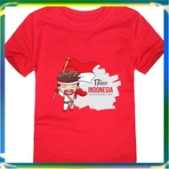 MERAH SM Indonesian Independence Day T-Shirt August 17th Indonesian Red and White Boys and Girls Fas