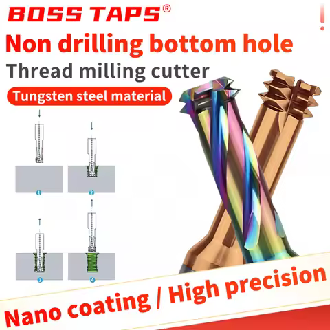 BossTapsTungsten Steel Thread Milling Cutter for Aluminum, No-Drill Composite Thread Mill M1.6 M2 M2