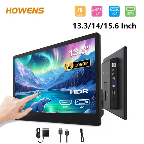 13.3/14/15.6 Inch FHD Touch Monitor 1200P 60Hz Type-C HDMI VGA AV VESA75 Office Gaming CCTV Laptop S
