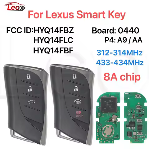 Leo FCCID:HYQ14FBZ For Lexus NX300H ES250 ES350 UX200 UX250h GX460 GX460 LC500 car key 314-433MHz 8A