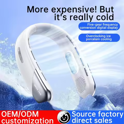 10000mAh Portable Neck Fan Mini Bladeless Silent Neckband Fan USB Rechargeable 3 Speeds Mute Wireles