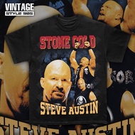 เสื้อยืดผ้าฝ้ายเสื้อนักมวยปล้ำ Stone cold Steve Austin  (ป้าย Hiptrack จะเป็นตะเข็บเดี่ยวคอหน้า เนื้