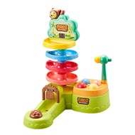 Kids Ball Shoot Track Toy with Scoreboard Balls Hammer Ball Electric Press Launcher with Rolling Bal