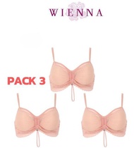 Wienna DB26306*3 ชุดชั้นใน เสื้อใน เวียนนา Chic&amp;Samrt เสื้อชั้นใน ไร้โครง(push up) ไซซ์ MLXL(E) สีน้ำตาลอ่อน  โอรสอมส้ม (Rose Lily) Pack3