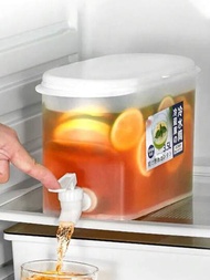 1個大容量冰箱水壺,配有水龍頭,適合家庭、檸檬水、果茶、冰水和其他冷飲