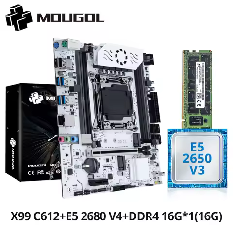 MOUGOL X99 Motherboard Kit C612 Chip with E5 2650 V3 CPU & DDR4 16G*1 2133MHz RAM Memory NVME PCIE3.