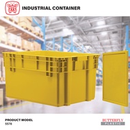 Plastic Stackable & Nestable Industrial Basket With Cover (L600mm X W400mm X H315mm) Industrial Crat