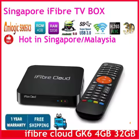 [Genuine]2025 latest Starhub box singapore ifibre cloud GK6 4gb 32gb android tv box Amlogic S905X3 w