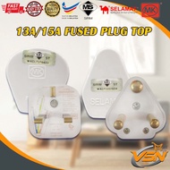 MK 646 / SELAMAT  ( 13A / 15A ) Heavy Duty 3 PIN PLUG TOP Sirim Approved