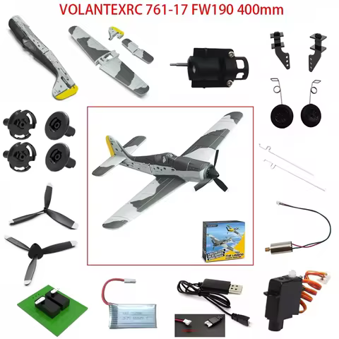 Volantexrc 761-17 FW190 400mm RC Airplane Parts: Propeller Servo Horns Gear Box Motor Receiver Charg