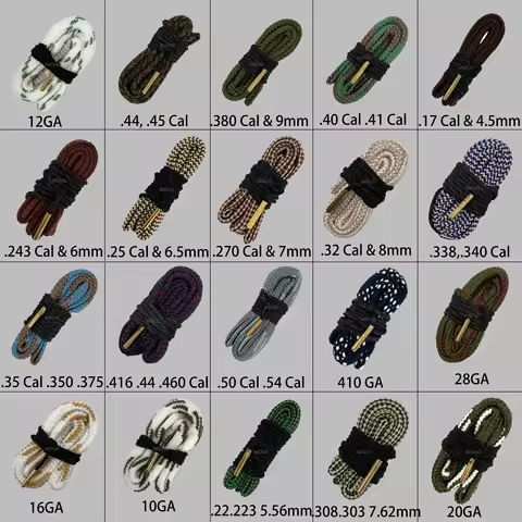 MIDUG 12 GA Gun Cleaning Kit Rifle Bore Clean Snake Barrel Bore Brush Rope for 9mm .22 .223 5.56mm .