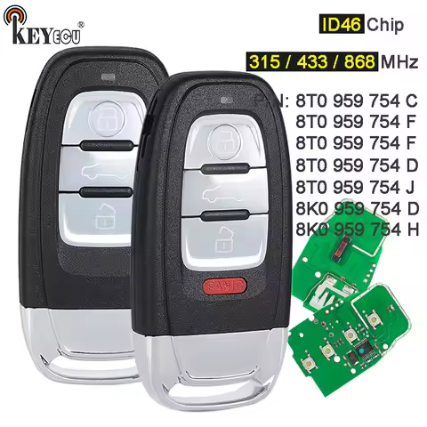 KEYECU 315 / 433 / 868MHz P/N: 8K0 959 754 E/ D/ H/ J/ G Remote Key Fob for Audi A4 A5 S4 S5 RS4 A7 
