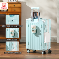 Vali Du Lịch Khung Nhôm Khóa Sập Cao Cấp 607 Chính hãng Kingsun Size 20/24 Bảo Hành 5 Năm