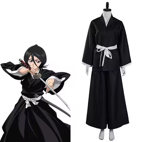 Anime Bleach Kuchiki Rukia Cosplay Costume Japanese Kimono Outfits Halloween Carnival Party Fancy Su