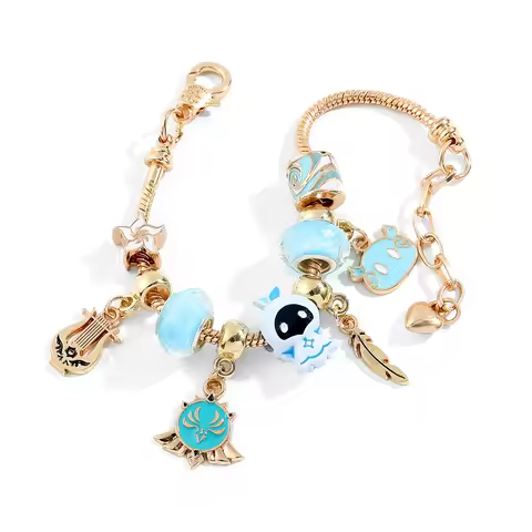 Anime Game Genshin Impact Charms Bracelets Vision Enamel Beads Pendant Bangles for Women Fashion Han