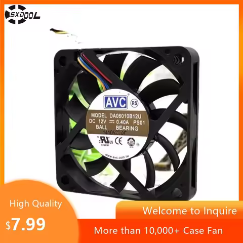 60mm 6010 Fan For AVC DA06010B12U 60x60x10mm 12V 0.4A Dual Ball 5100RPM 4-Wire PWM High-Speed CPU Fa