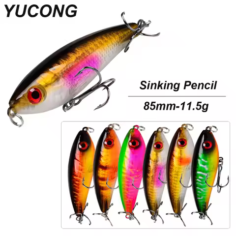 YUCONG 1PX Sinking Pencil Fishing Lure 8.5cm-11.5g Trolling Noisy Wobbler Artificial Hard Bait Stick