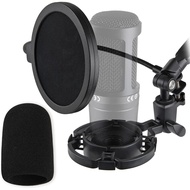 AT2020 Shock Mount dengan Pop Filter dan Foam Windscreen, Pemegang Mikrofon dengan Fungsi Penguranga