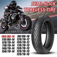 Motor Tire Tubeless 14 Black for Motorcycle Front and Rear Tyre Semi-slick Tires KYMCO HONDA Scooters