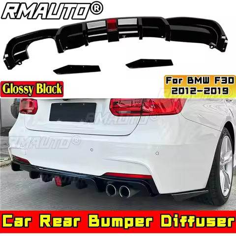 For BMW F30 2012-2019 Car Accessories BMW F30 Car Rear Bumper Lip Glossy Black With Lamp MP Style Sp