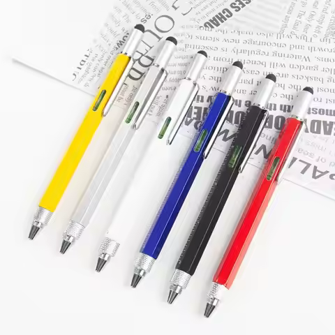 Refillable Ballpoint Multi-tool Pen Metal Construction Technical Ruler Multifunction Ballpoint Pen P