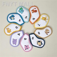 ﹊◕✳ Pokemon Cute 9pcs set Golf Iron Head Cover New Golf Iron Cover 4 5 6 7 8 9 P A S Iron Head Cover