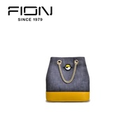 FION Minions Denim And Leather Bucket Bag Handbag On Chain