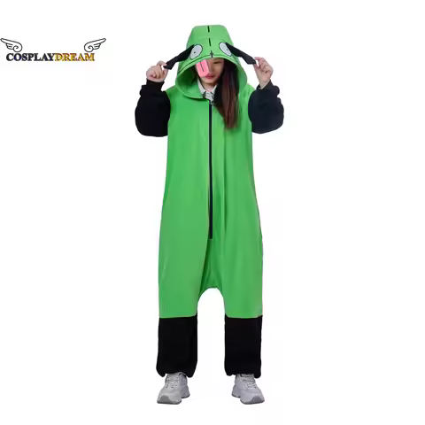 Invader Zim Cosplay Costume Invader Zim Onesies Pajamas Allien Cosplay Hoodie Pajamas Animal Onesies