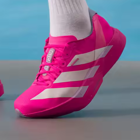 Adidas Pink and White Adizero Speed Running Shoes - Lightweight Mesh Upper Marathon Acceleration Cus