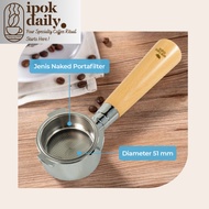 Bottomless Naked Portafilter Stainless 51mm for Delonghi