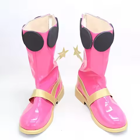 Fort Night Zoey Cosplay Costume Shoes Rose Red Handmade Faux Leather Boots