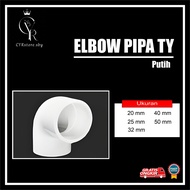 TY Elbow Knee 90 / L Pipa U-PVC Akuarium Putih
