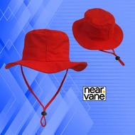 topi bucket rimba hat tali pria wanita dewasa - merah