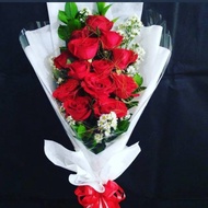 Buket bunga mawar merah segar / hidup hadiah kado anniversary ultah