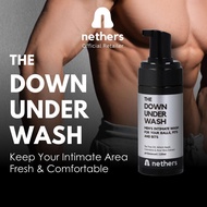 Nethers Down Under Wash 120ml /40ml | Men Antibacterial Cleansing Intimate Wash Foam | Deodorizing, 