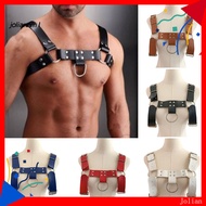 [JM] Faux Leather Back Accessory Women Body Harness Adjustable Faux Leather Body Harness with Rivet Decor for Men Gay Clothing Rave Chest Strap