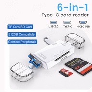 6 In 1 SD Card Reader OTG Type C Micro Adapter Flash Drive Memory USB2.0 TF CF For Laptop PC