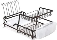 Space Saving Dish Rack 2-Layer Carbon Steel Dish Rack Drain Shelf Draining Board Dish Drainer Kitchen Rack Drain Rack Cutlery Storage Rack Dish Drying Rack