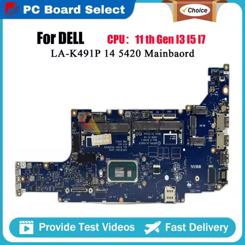 Laptop Motherboard For DELL Latitude 5420 LA-K491P with I5 I7 11th CPU M51J7 CN-0M51J7 CN-01M3M4 052