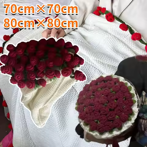 Flower Bouquet Blanket DIY Crocheted Blanket Crochet Flower Blanket Birthday Mothers Day Gifts Soft 